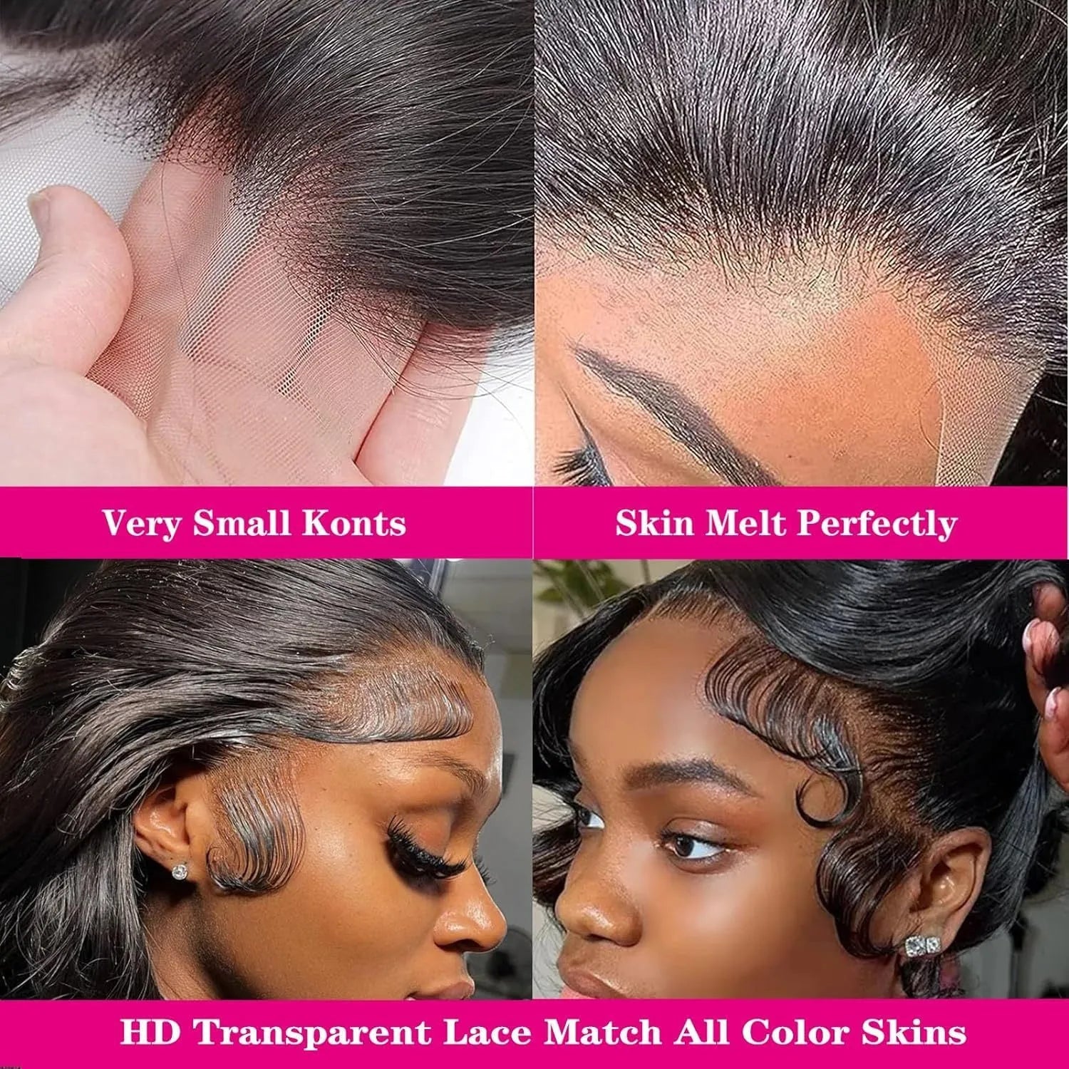 Black medium-long curly synthetic wig with 22-inch length and natural wave pattern on display stand
