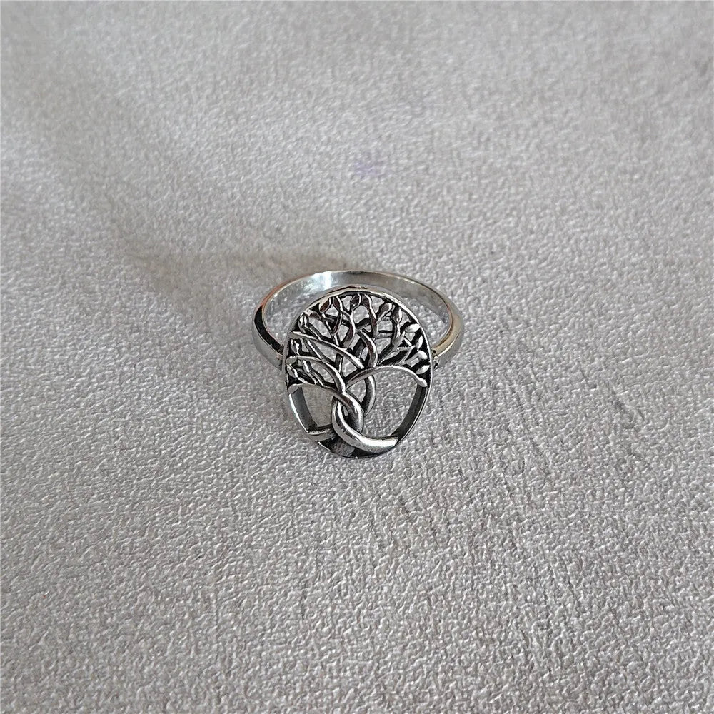 Retro Tree of Life men's titanium steel ring in picture colour, sizes 7-12 available