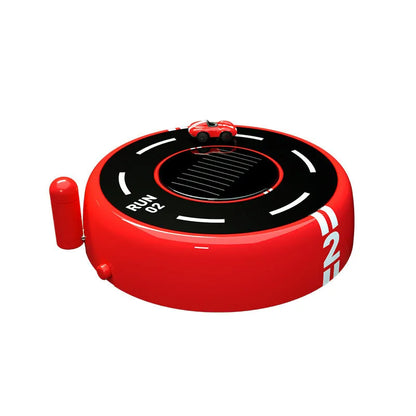 Round car-shaped solar aromatherapy decoration in black colour with USB charging cable