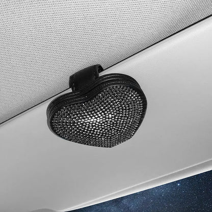 Car sun visor storage clip with diamond design measuring 8.0 by 7.3 cm with magnetic closure