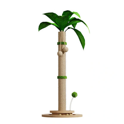 Vertical cat climbing frame with hemp rope wrapping and canna chamfering grab column