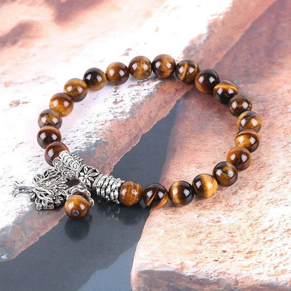 Elegant Tree of Life Tiger Eye Stone Bracelet with ancient silver plating