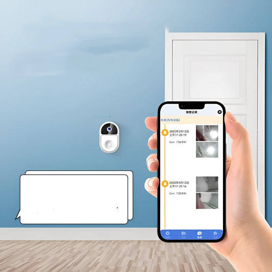 Doodle Smart Visual Doorbell V8 unit in black or white with camera lens and USB charging port