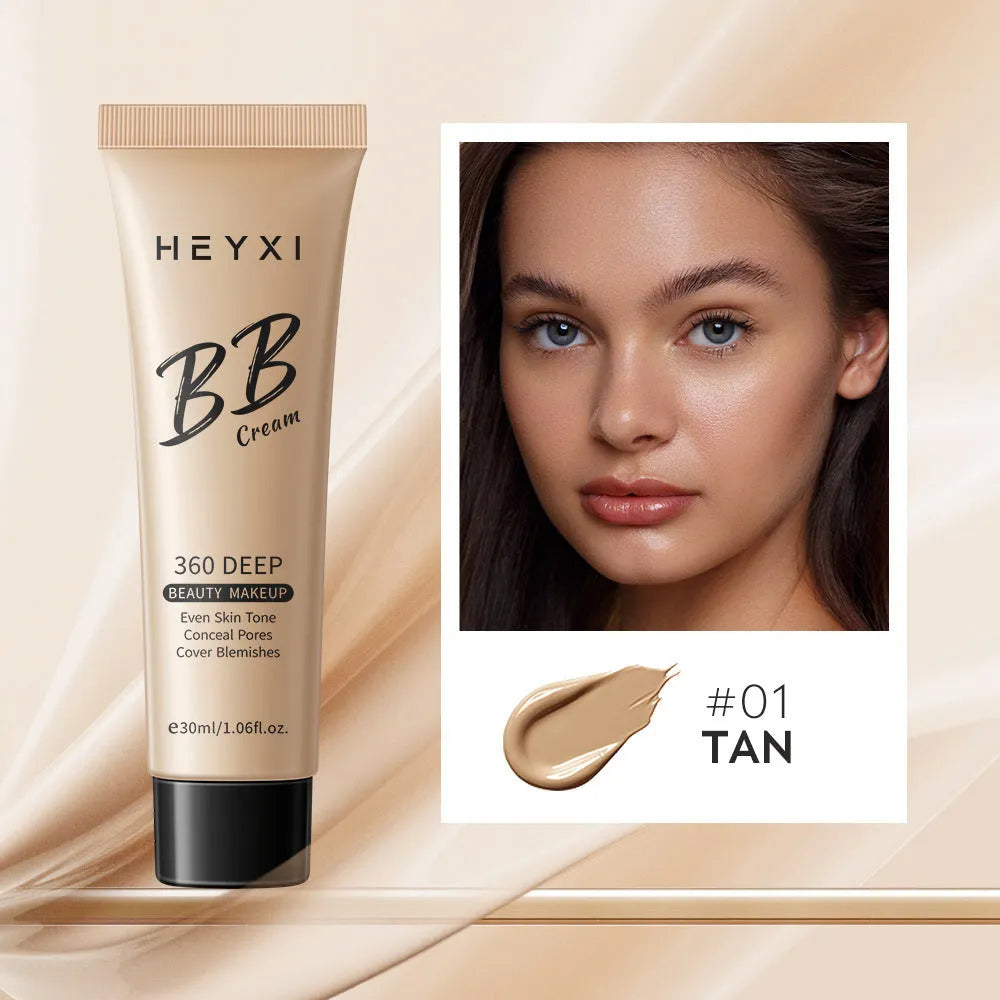 Waterproof and sweatproof BB cream in four shade options 01, 02, 03, 04