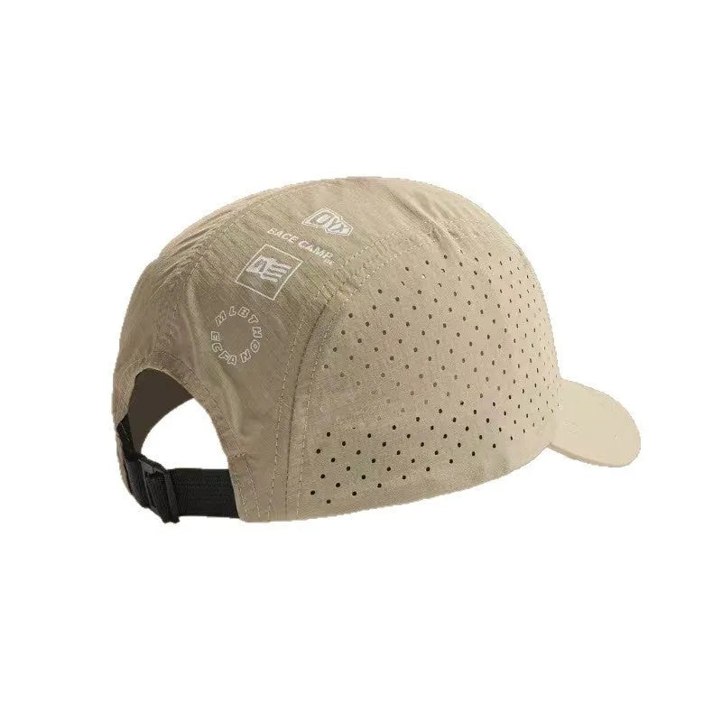 Men's adjustable baseball cap in breathable mesh fabric, shown in black, grey, green, khaki, or purple.