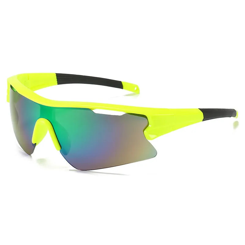 Windproof sports sunglasses with adjustable pads in black frame and grey lens for outdoor cycling