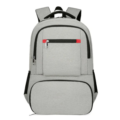 Oxford cloth insulated backpack in light grey with curved shoulder straps and dry-wet separation compartments