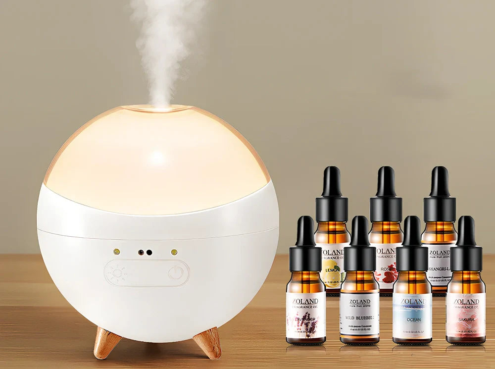 USB car essential oil diffuser with gesture control and adjustable lighting in cup holder