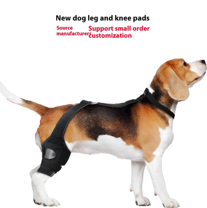 Neoprene dog hind leg knee brace assist strap in collar black colour with adjustable closure.