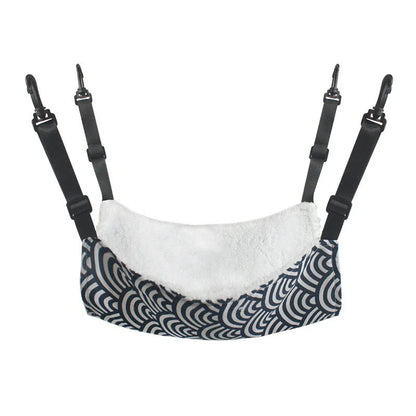 Cozy lamb fleece cat hammock bed for indoor pets, available in multiple sizes and colors