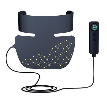 Black LED photon light therapy facial mask for at-home skin treatment on wrinkles and acne.