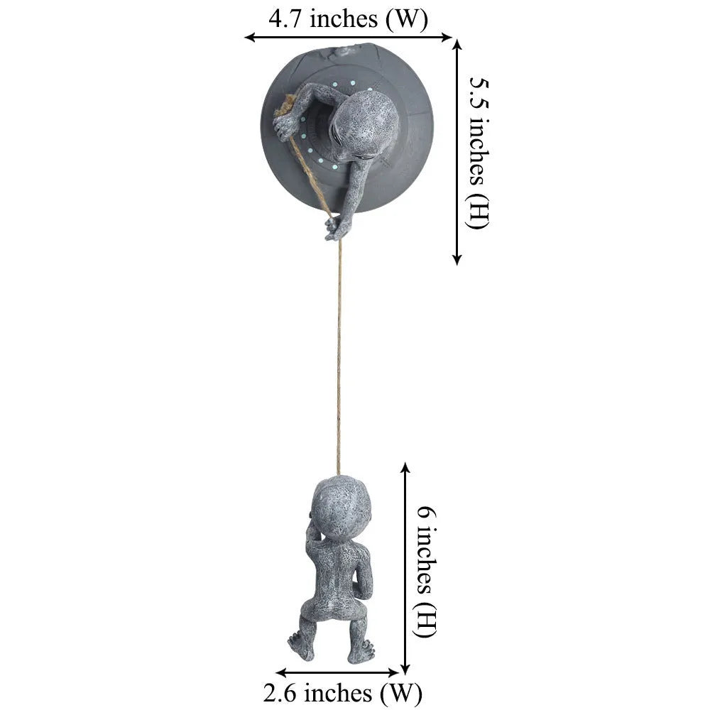 Grey resin alien tree pendant outdoor garden decoration with carved details