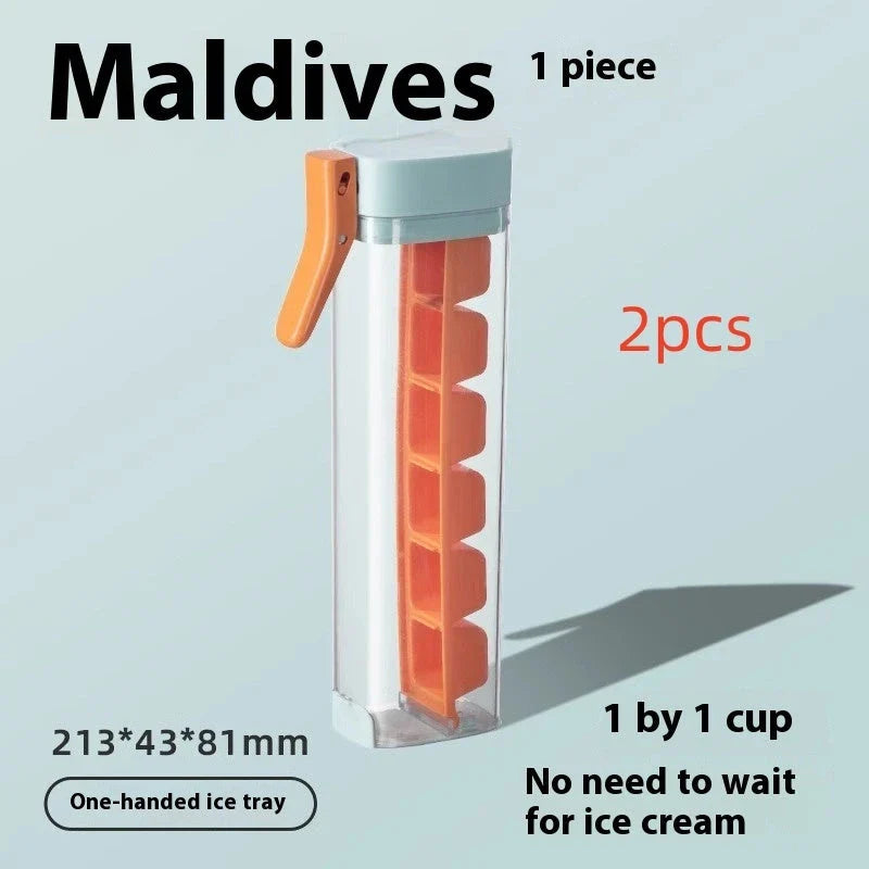 Effortless ice cube maker with one-touch release, made of food-grade, BPA-free materials for safe use in homes, parties, and bars