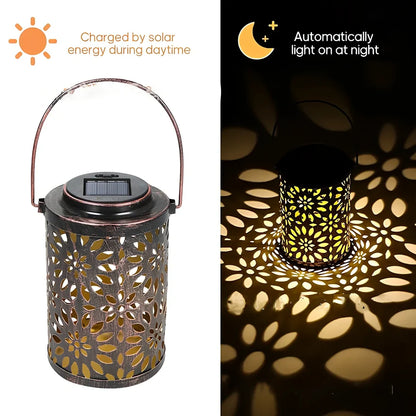 Solar wrought iron ground ball lamp with 15x15x46cm dimensions and LED lighting for garden pathways