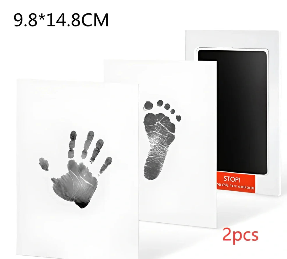 Disposable ink baby hand and foot print kit with six colour options and two size formats