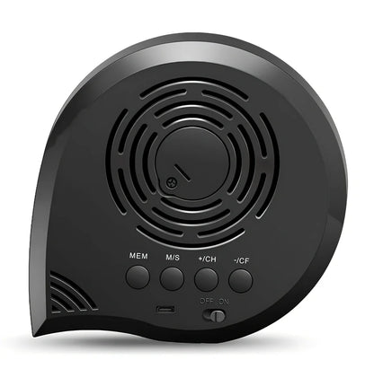 Smart weather forecast clock showing temperature, humidity, and weather conditions with wireless outdoor sensor