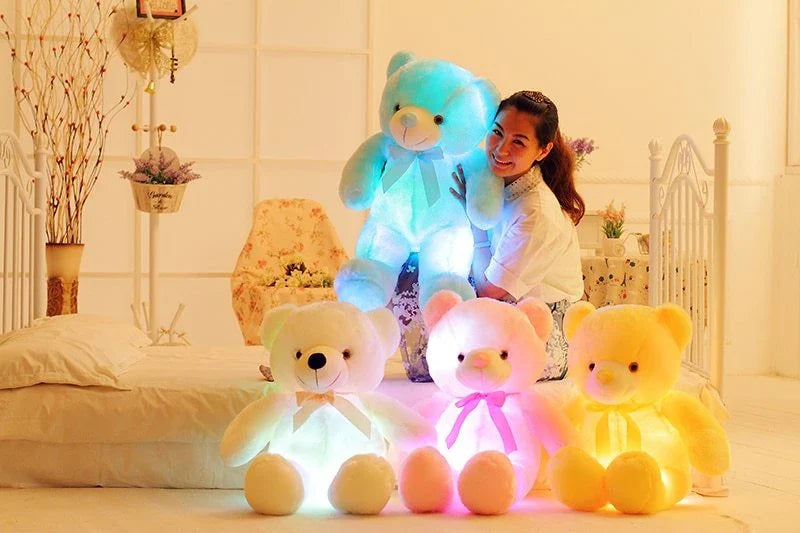 Illuminating LED Teddy Bear Plush Toy with color-changing lights, perfect for cozy ambiance and festive decor