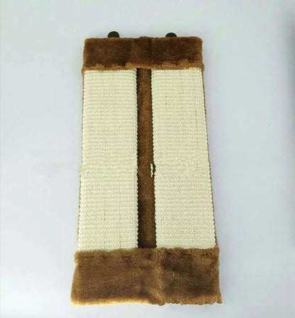Foldable eco-friendly cat scratcher with sisal rope and plush fabric, includes cat grass