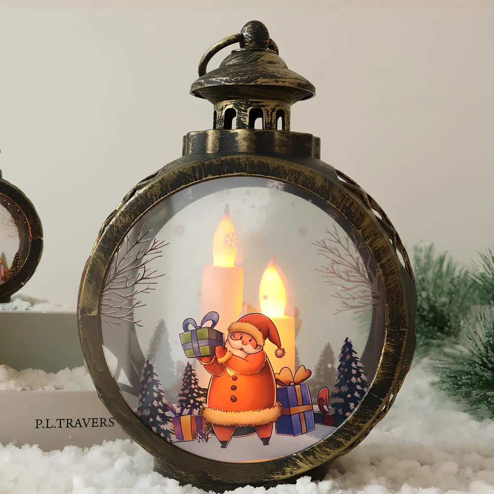 Christmas candle light decoration with retro window design measuring 15cm height
