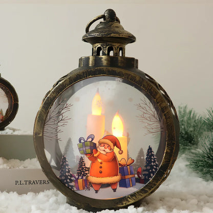 Christmas candle light decoration with retro window design measuring 15cm height