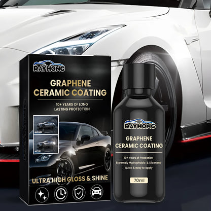 70ml bottle of graphene ceramic coating for cars with sponge, towel, gloves, and cloths