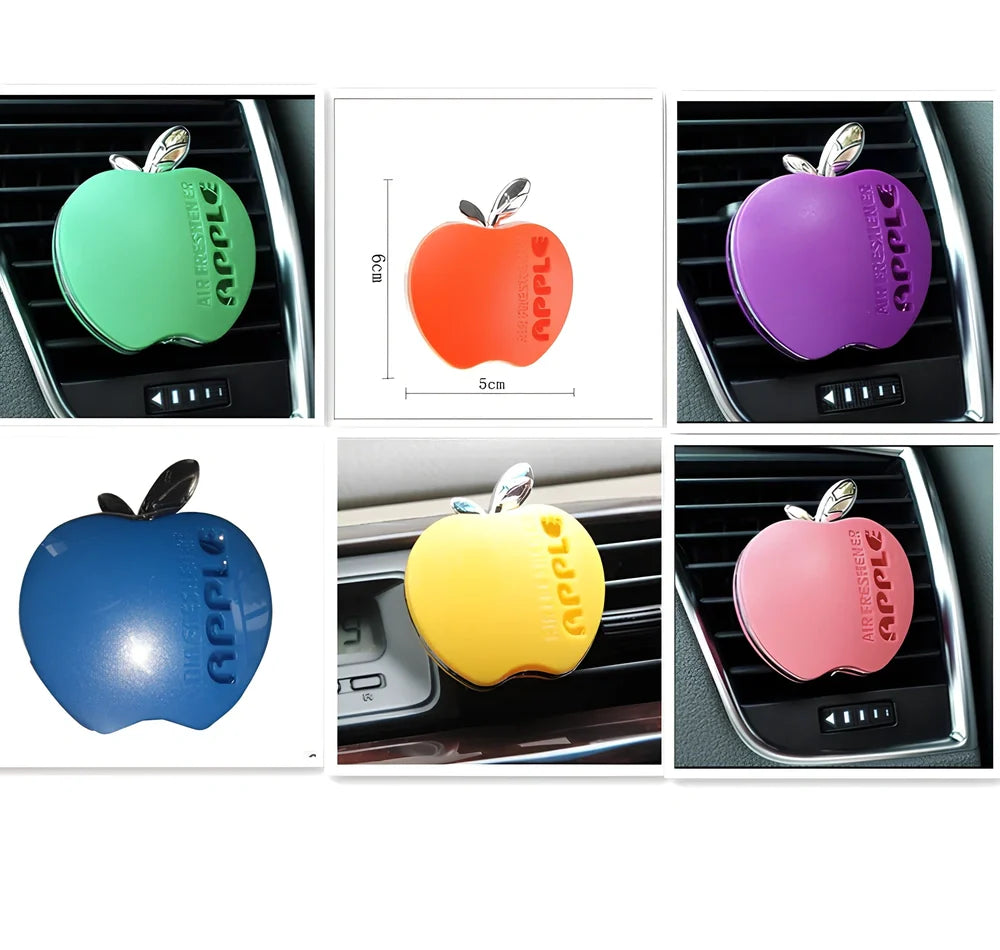 Apple-shaped car vent perfume in six colours with solid fragrance balm and clip installation