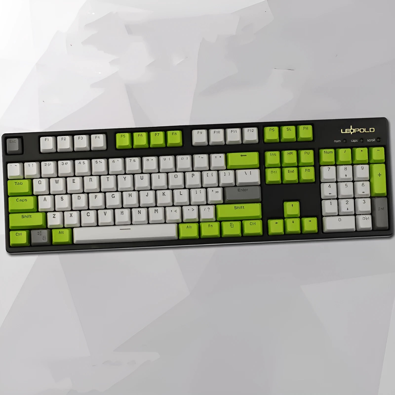 Set of two-colour PBT plastic keycaps for mechanical keyboards on a dark background.
