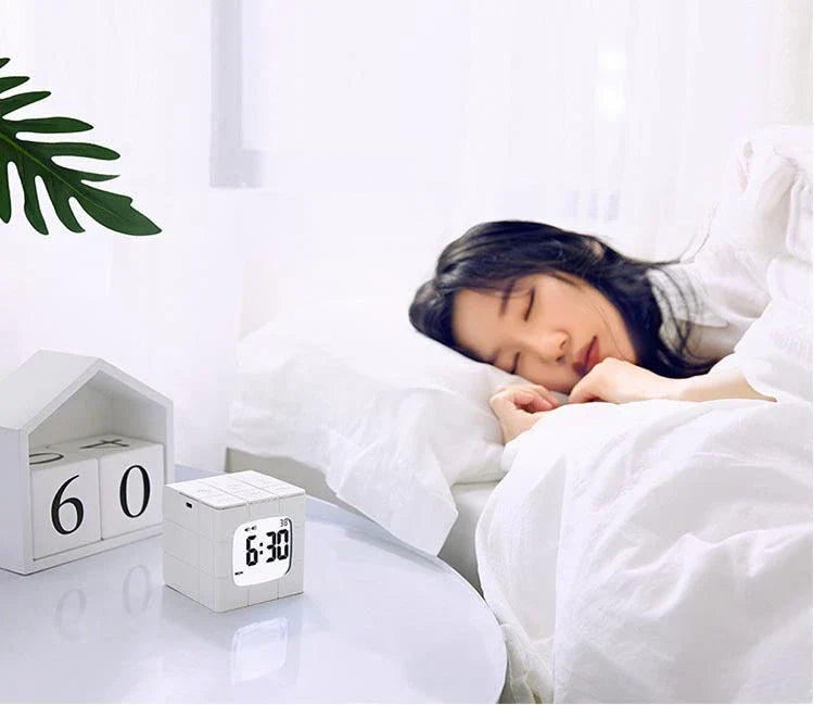 Multipurpose Rubik's Cube Alarm Clock with Voice Control and USB Charging for Home, School, and Office Use