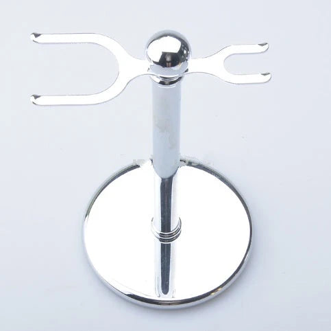 Premium men's shaving set with double edge safety razor, badger hair brush, chrome stand, and soap bowl