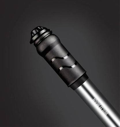 Premium high-pressure portable bicycle pump with built-in hose and versatile nozzle for mountain and road bikes