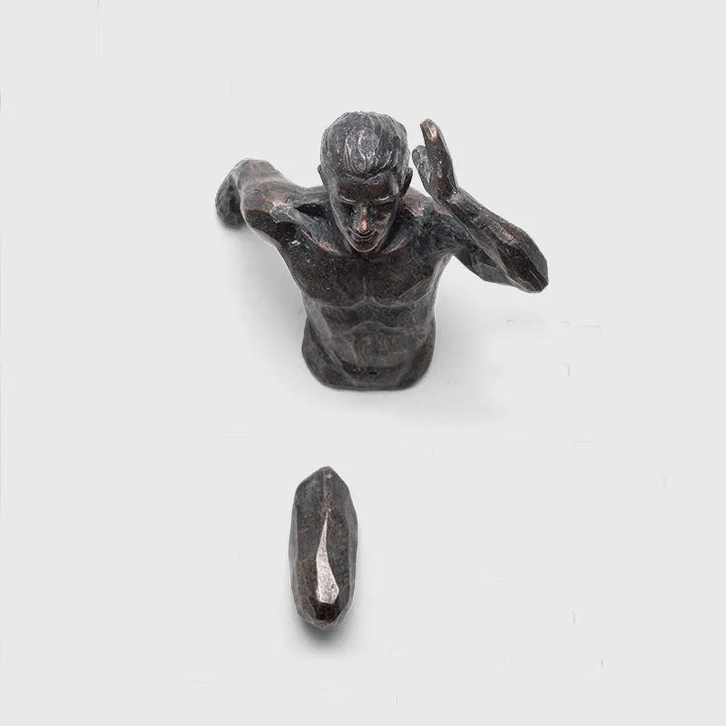 Modern resin character wall decoration in metallic finish