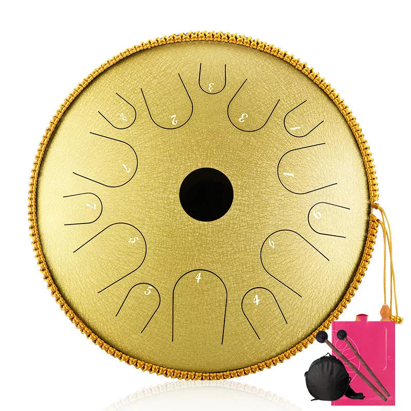 12-inch 13-tone steel tongue drum in vibrant colors
