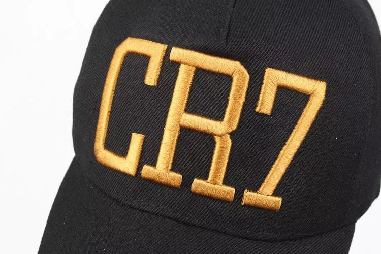 C Ronaldo CR7 baseball cap in black with high top and big eaves design
