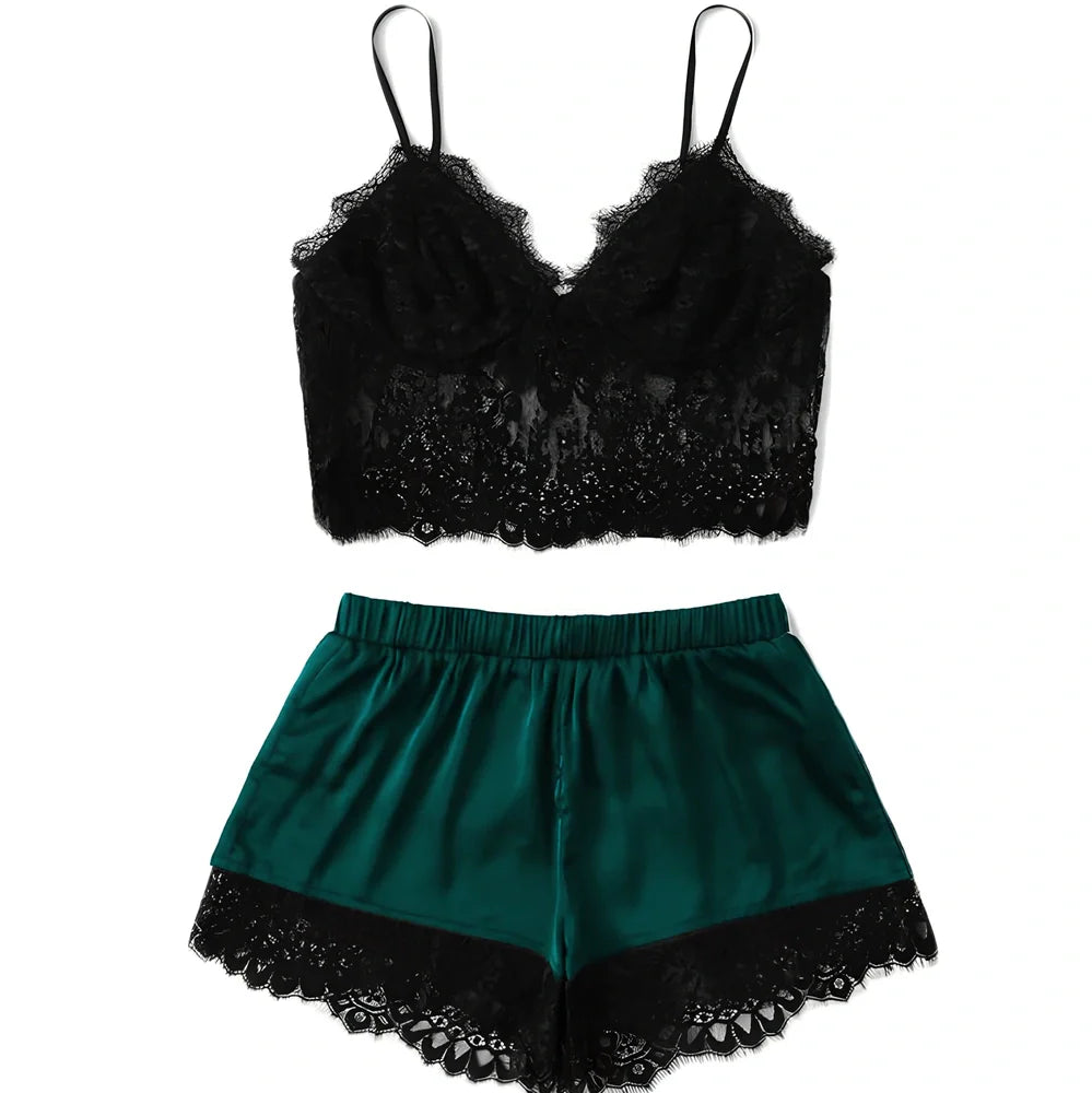 Women's split lace lingerie set in burgundy with rabbit hair fabric and stripe detailing