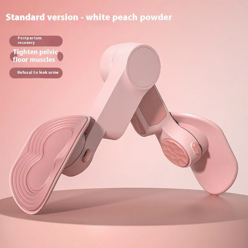 Pelvic floor muscle trainer leg clamp in sky blue or white peach pink with 360° rotation and optional intelligent counting