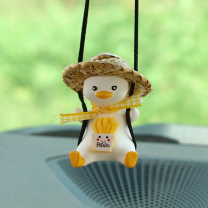 Cute anime little duck swing car pendant for rearview mirror decoration