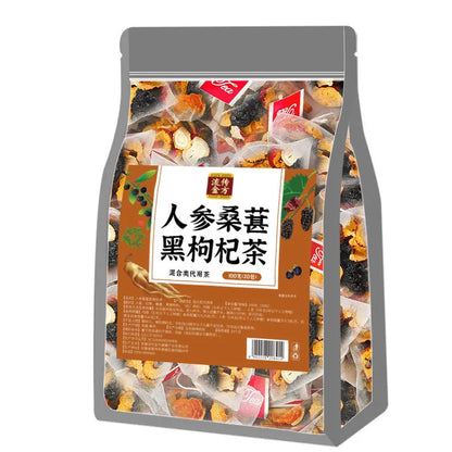 Ginseng black wolfberry tea pack with 40 individual 5g tea bags, 200g total