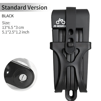 INBIKE mountain bike lock with orange ABS rubber coating showing 12-ton hydraulic resistance rating