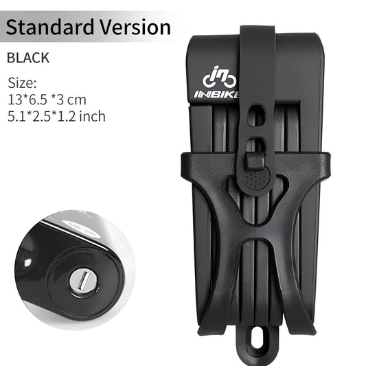 INBIKE mountain bike lock with orange ABS rubber coating showing 12-ton hydraulic resistance rating