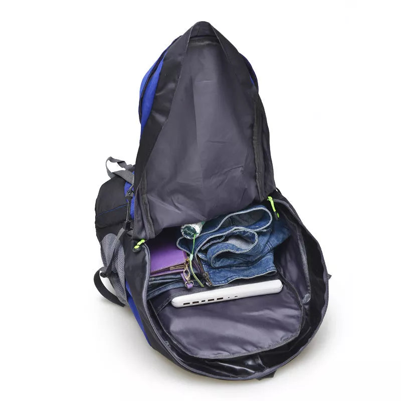 Outdoor foldable backpack in various colors with 50L capacity and waterproof design