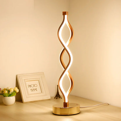 Gold and white LED desk lamp with water wave acrylic shade and aluminum body