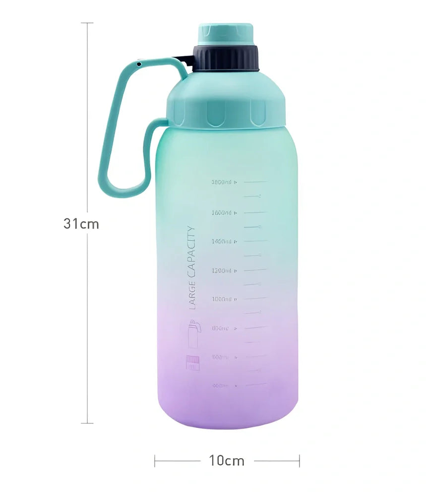 Gradient colour sports water bottle with 1.1L-2L capacity options