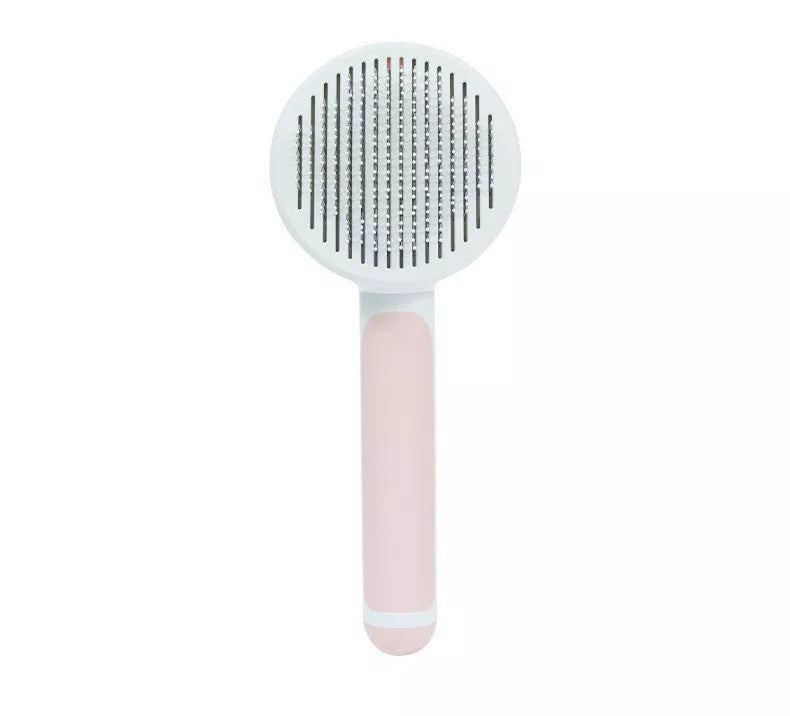 Round Handle Pet Passage Comb with stainless steel needles and self-cleaning feature