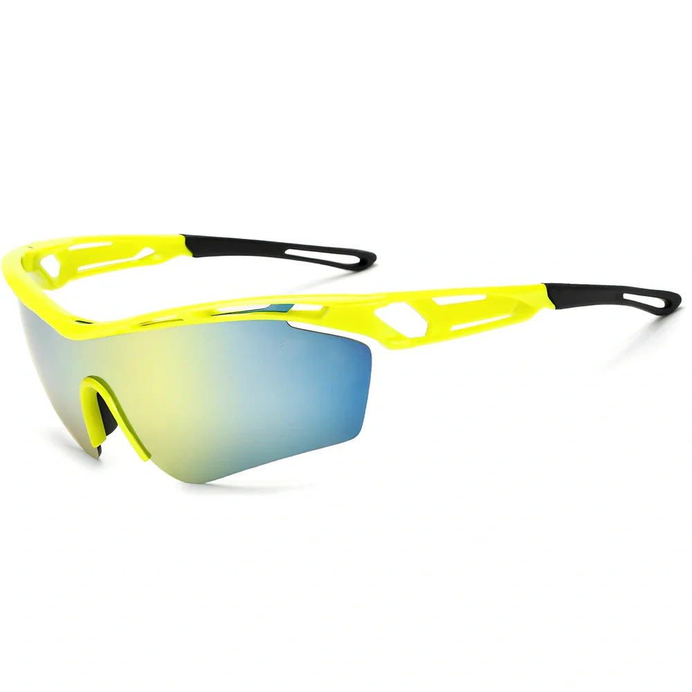 Sports cycling glasses with PC frame and lenses in multiple colours