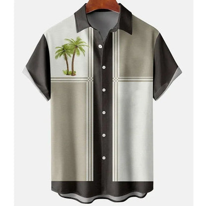 Men's slim fit short sleeve shirt with colourful 3D digital floral print on polyester fabric