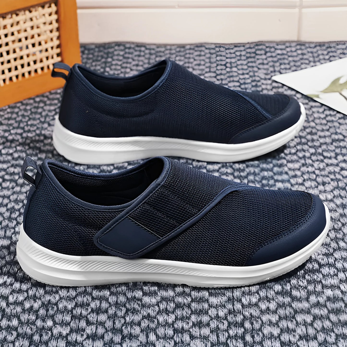 Velcro-fastened mountaineering walking shoes with mesh upper in multiple colour options