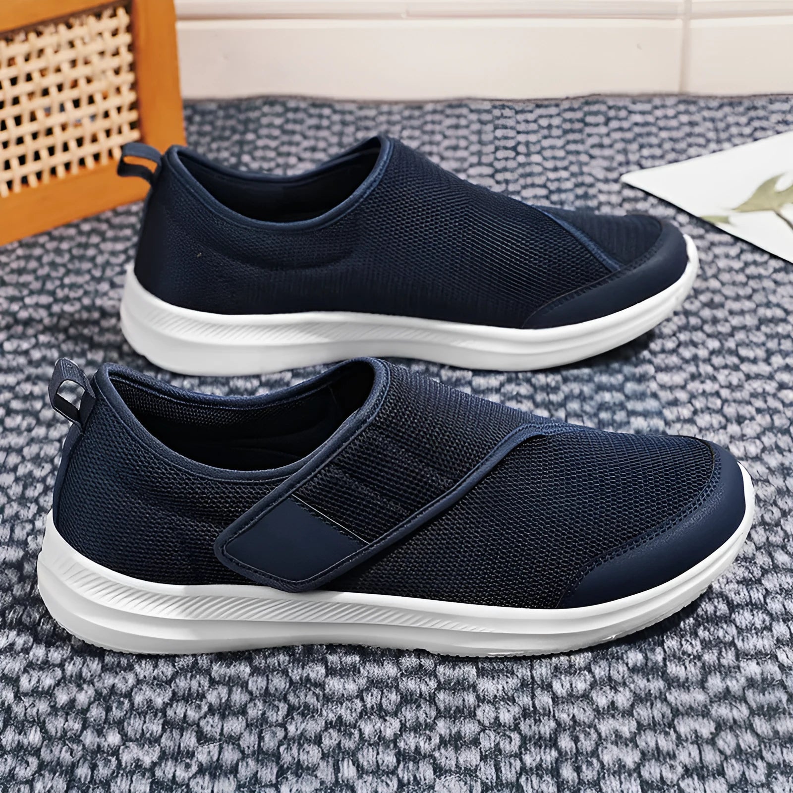 Velcro-fastened mountaineering walking shoes with mesh upper in multiple colour options