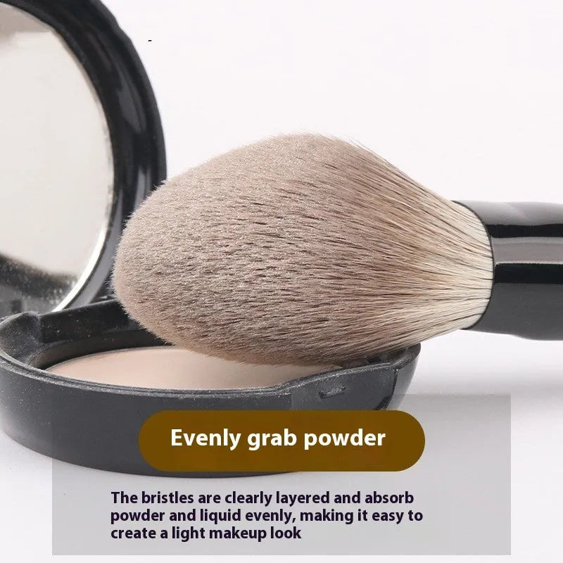 12-piece makeup brush set with wooden handles in PU travel case including powder foundation brush