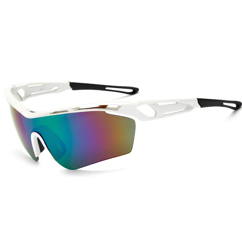 Sports cycling glasses with PC frame and lenses in multiple colours