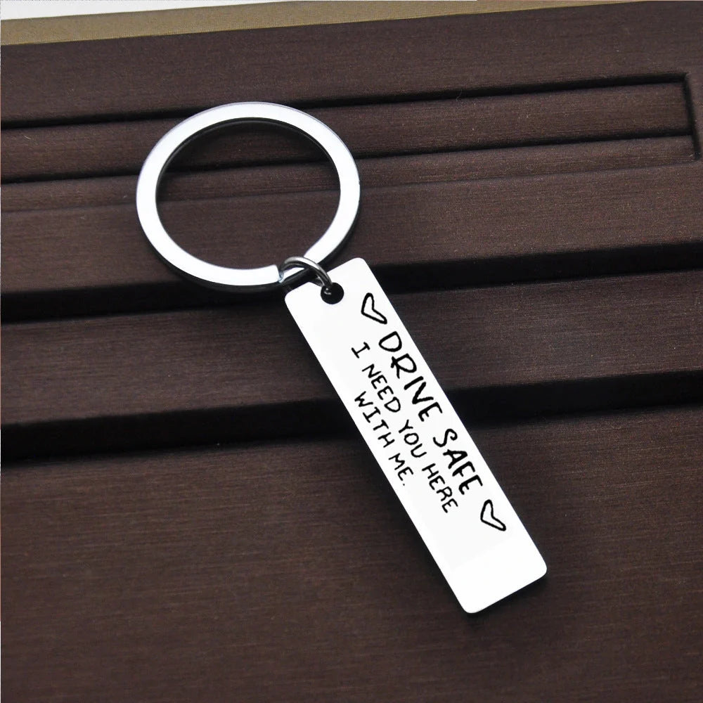 Personalized stainless steel keychain for men with a classic round design